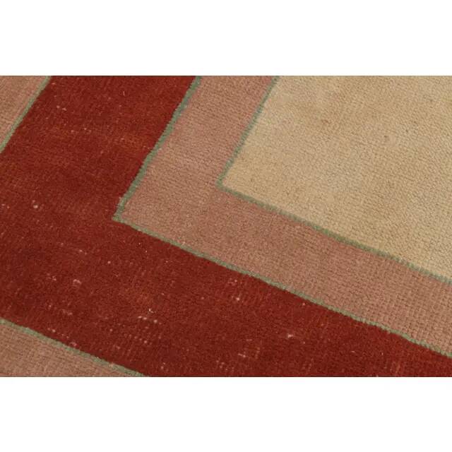 1970s Vintage Turkish Handmade Wool & Cotton Orange Area Rug 203x315