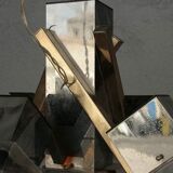 Lustre 1970 design verre et inox