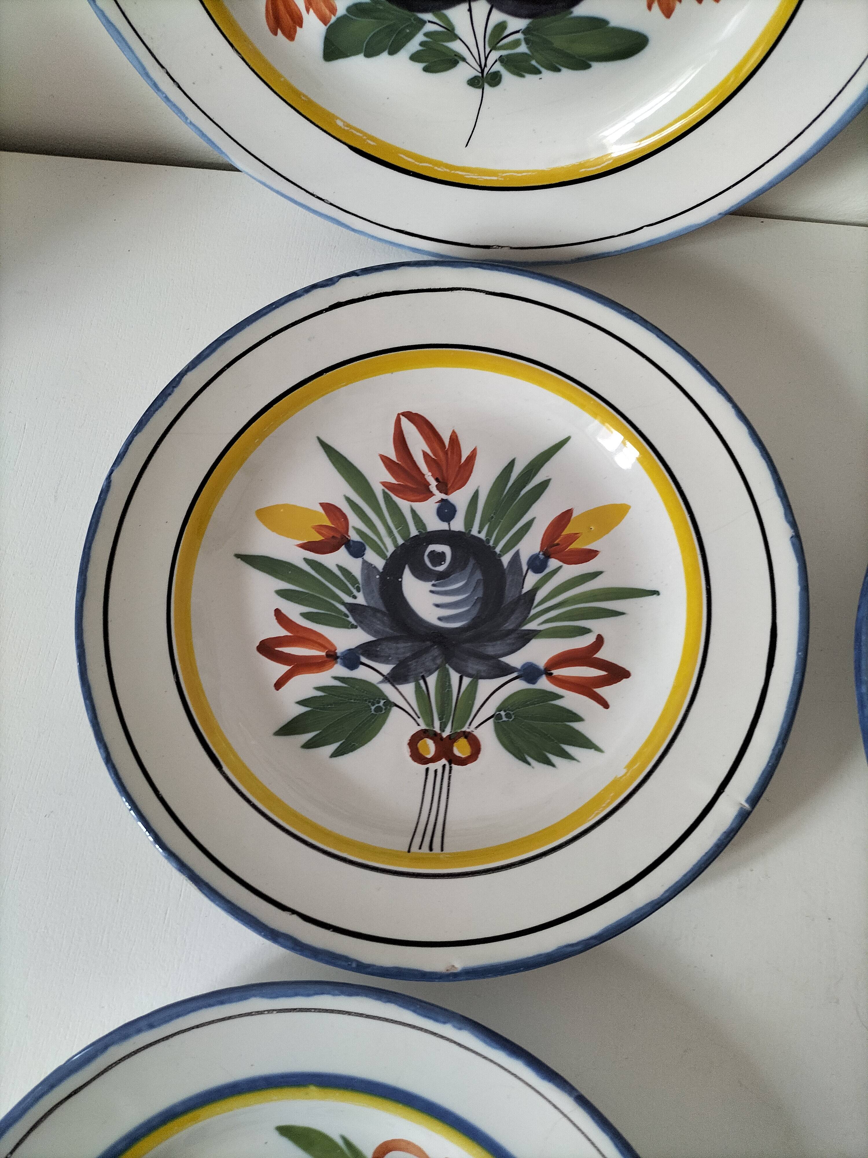 6 earthenware plates from the East - vintage 1960s
