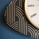 Vintage clock formica silent wall clock "FFR black gold"