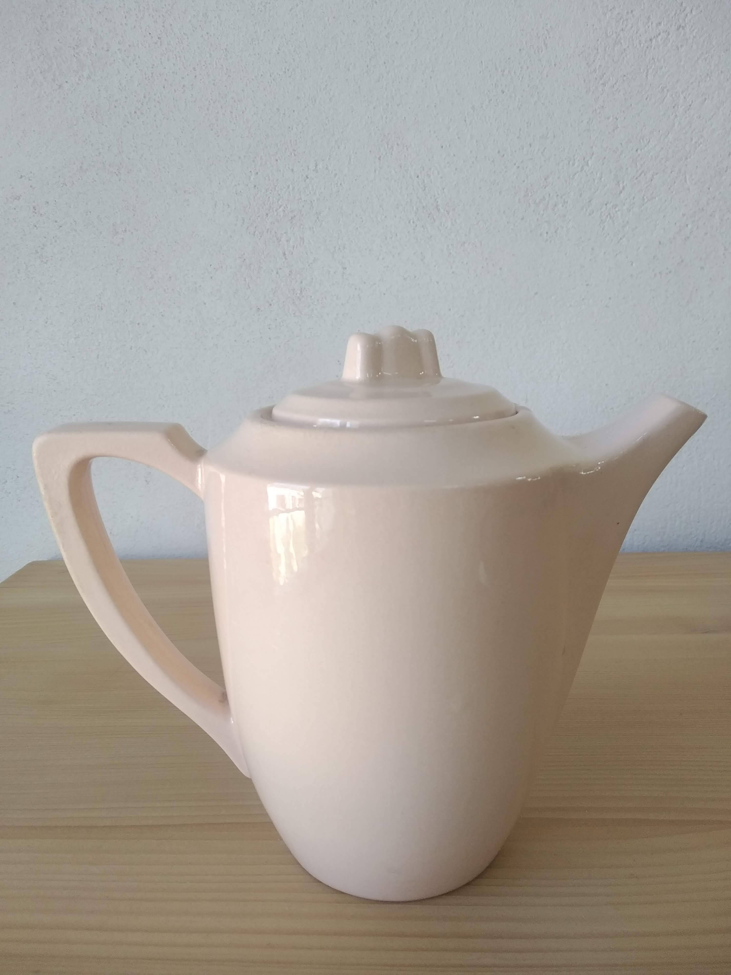 Cafetière ou théière Digoin Sarreguemines rose poudre