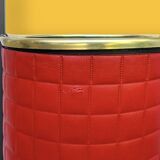 Antique wrought iron and red leatherette umbrella stand – 1960s