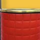 Antique wrought iron and red leatherette umbrella stand – 1960s