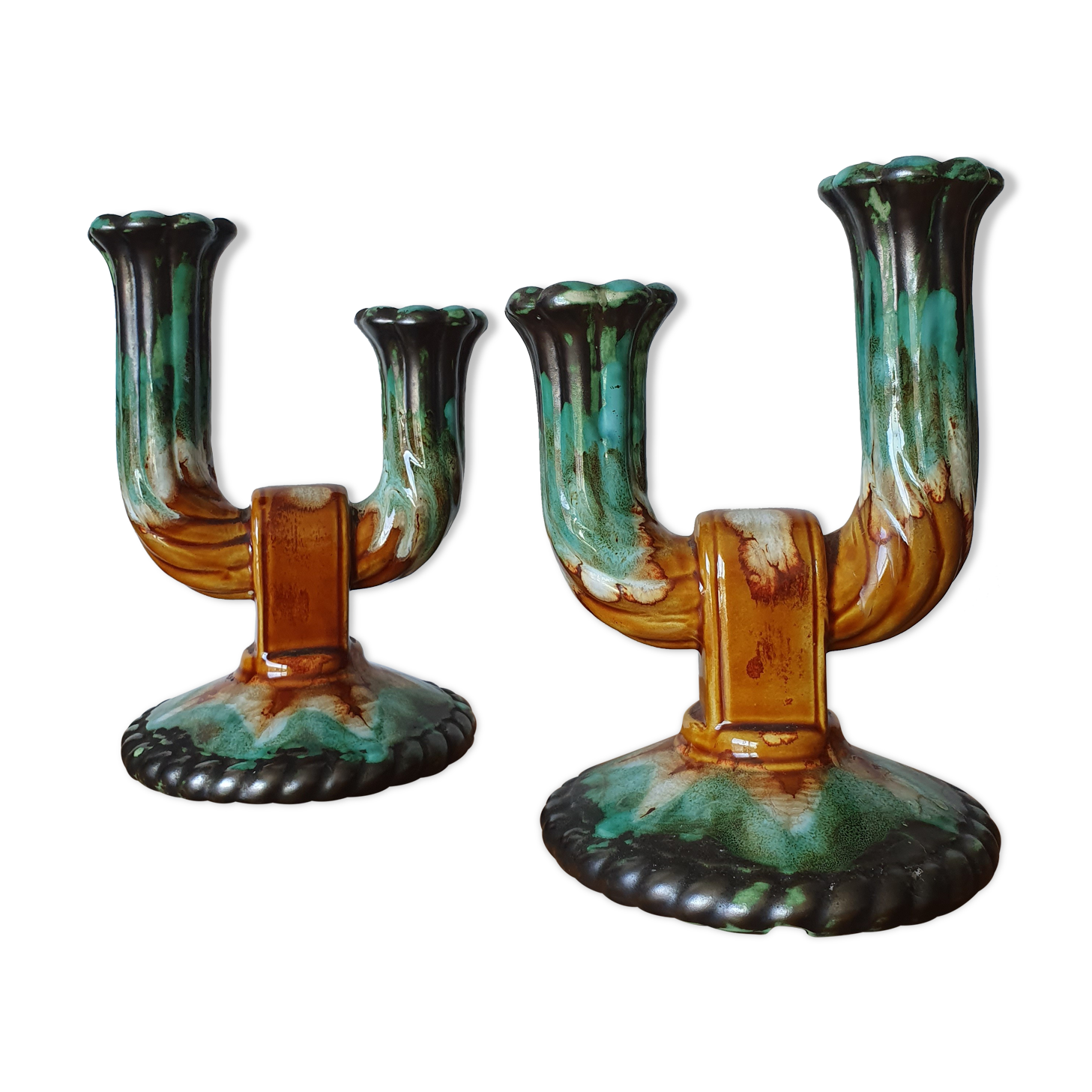 Set de 2 chandelier en émaux de longwy céramique - modèle Jaspe