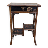 Antique Victorian Bamboo Side Table With Chinoiserie Lacquer Finish, late 1
