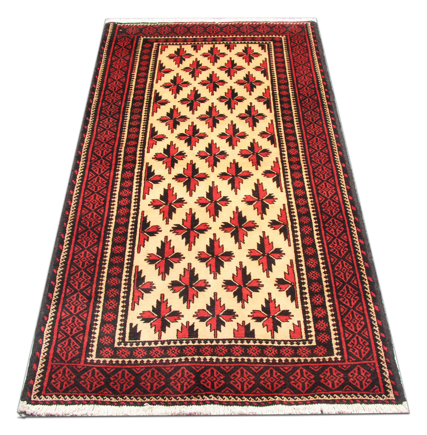 Tapis de salon en laine orientale tissée à la main - 109x211cm