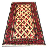 Tapis de salon en laine orientale tissée à la main - 109x211cm