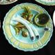 French antique asparagus plates in majolica
