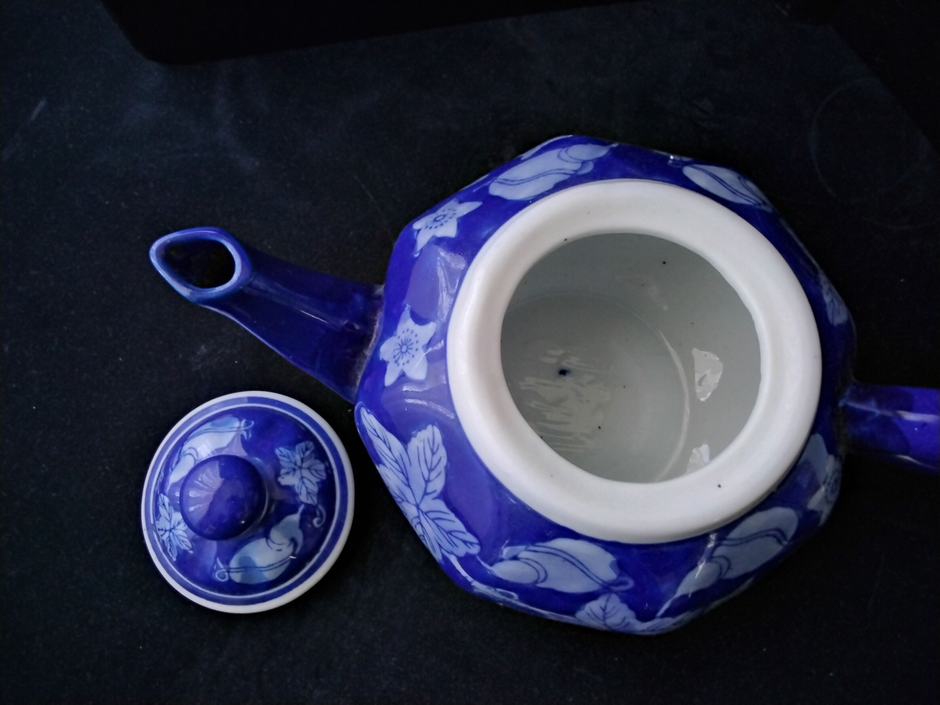 Asian ceramic teapot cobalt blue
