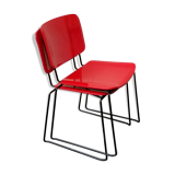 2 red and black stacking dining chairs Bononia