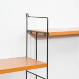 1960s teak wall shelf, manufacturer WHB, eight shelves