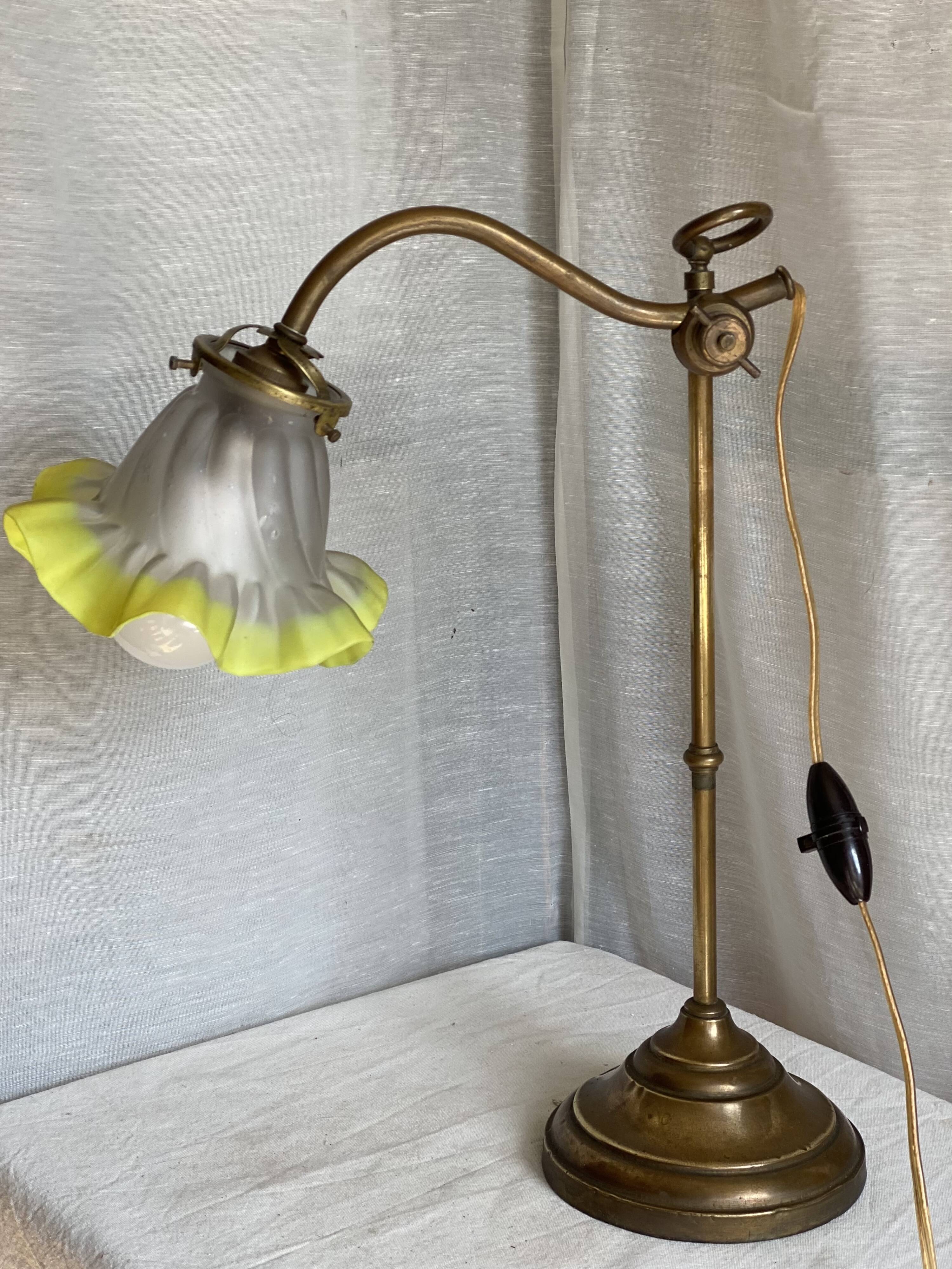 Adjustable desk lamp 1900 jeweller's lamp brass