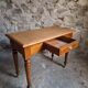 Vintage beech desk with a linoleum top and drawer.