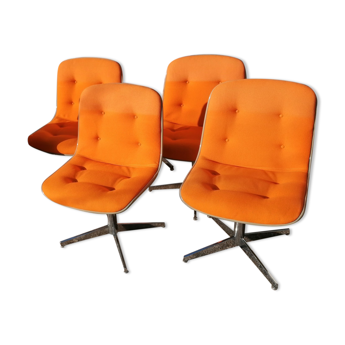 Set of 4 vintage Steelcase Strafor office chairs by Randall Buck.