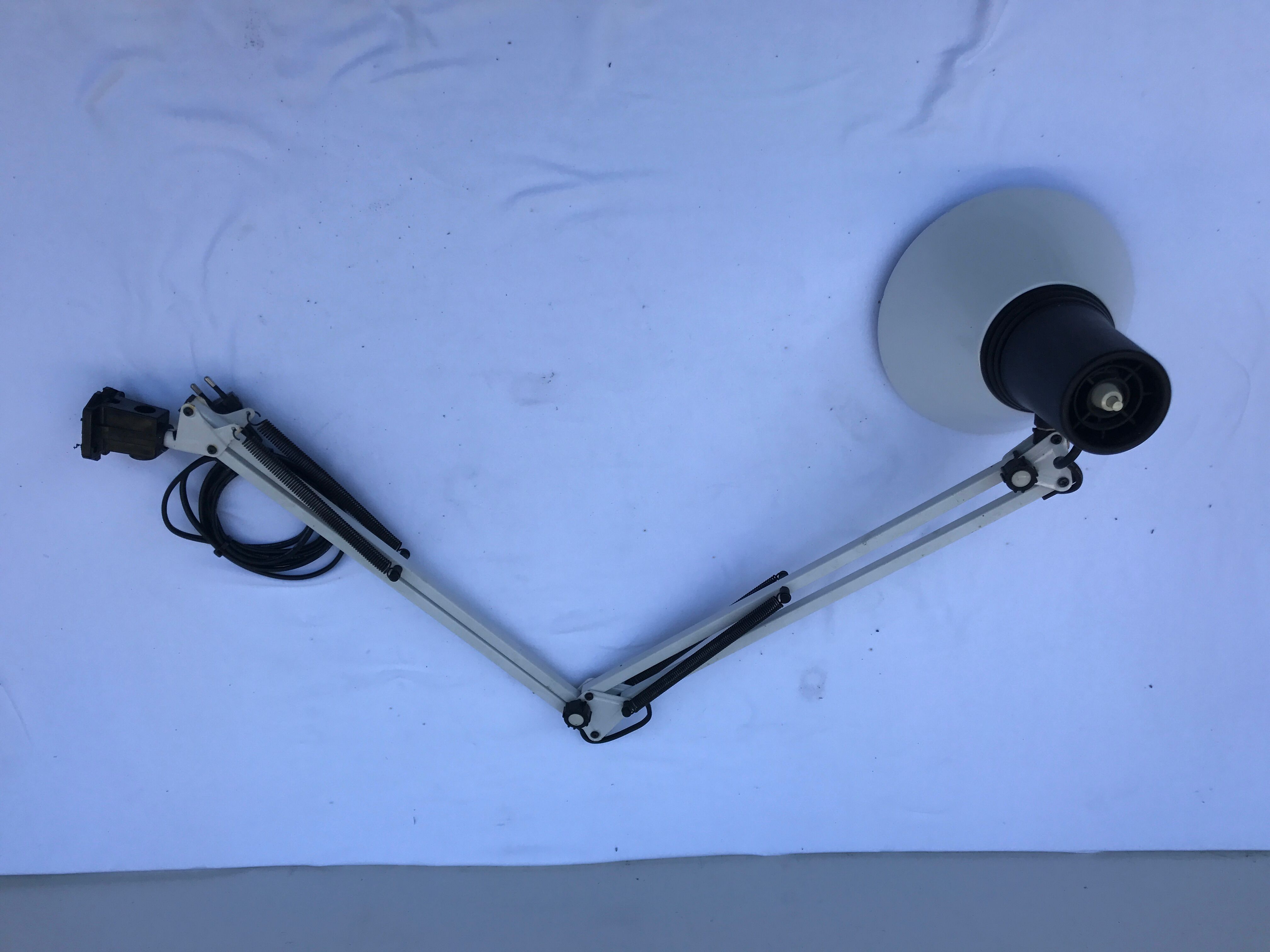 Architect articulated metal globe vintage black & white desk lamp 70s