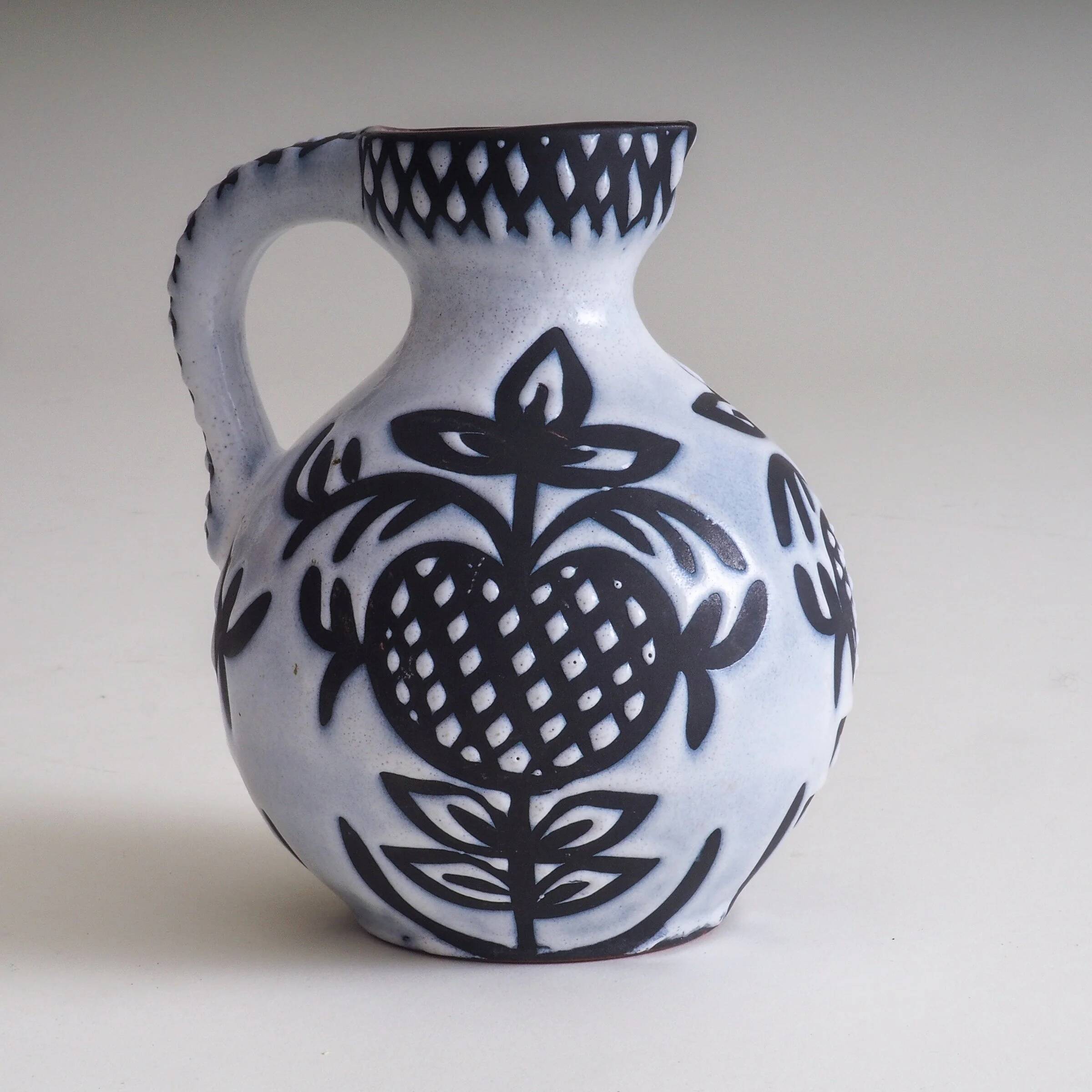 60s ceramic black & white jug