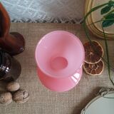 Pink opaline soliflore vase and vintage transparent foot