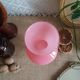 Pink opaline soliflore vase and vintage transparent foot