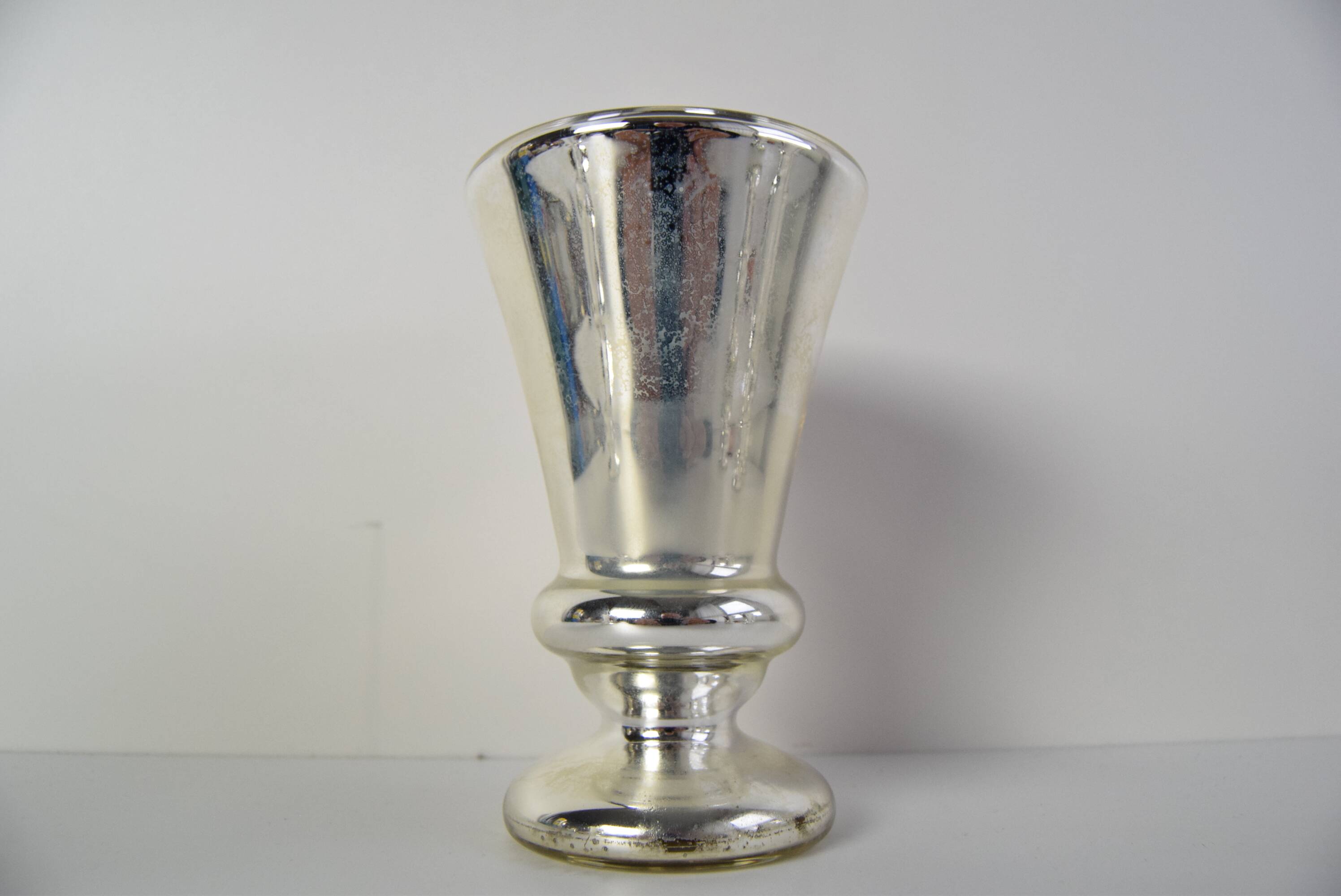 Set of six Amalgam Glass Goblets, Biedermeier, Peasant Silver, Circa 1860's.