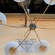 Lustre vintage 6 feux opaline et laiton doré