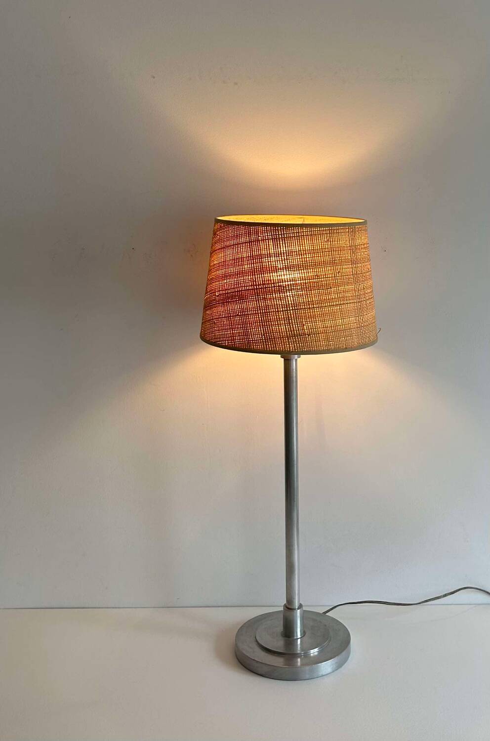 XL table lamp, chromed metal, France 1920