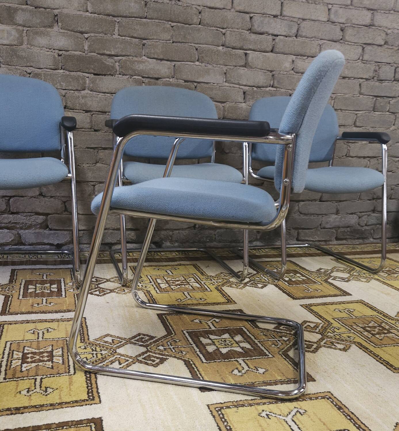 Set of 4 drabert armchairs with chrome legs, 1980