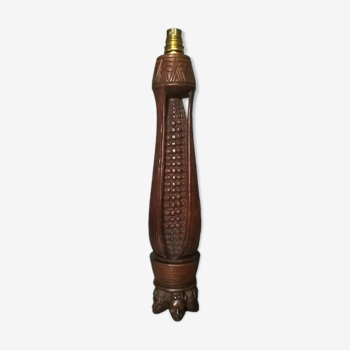 African sorghum spike lamp foot on five-faced base ~ hand carved ~ 1950s /1960