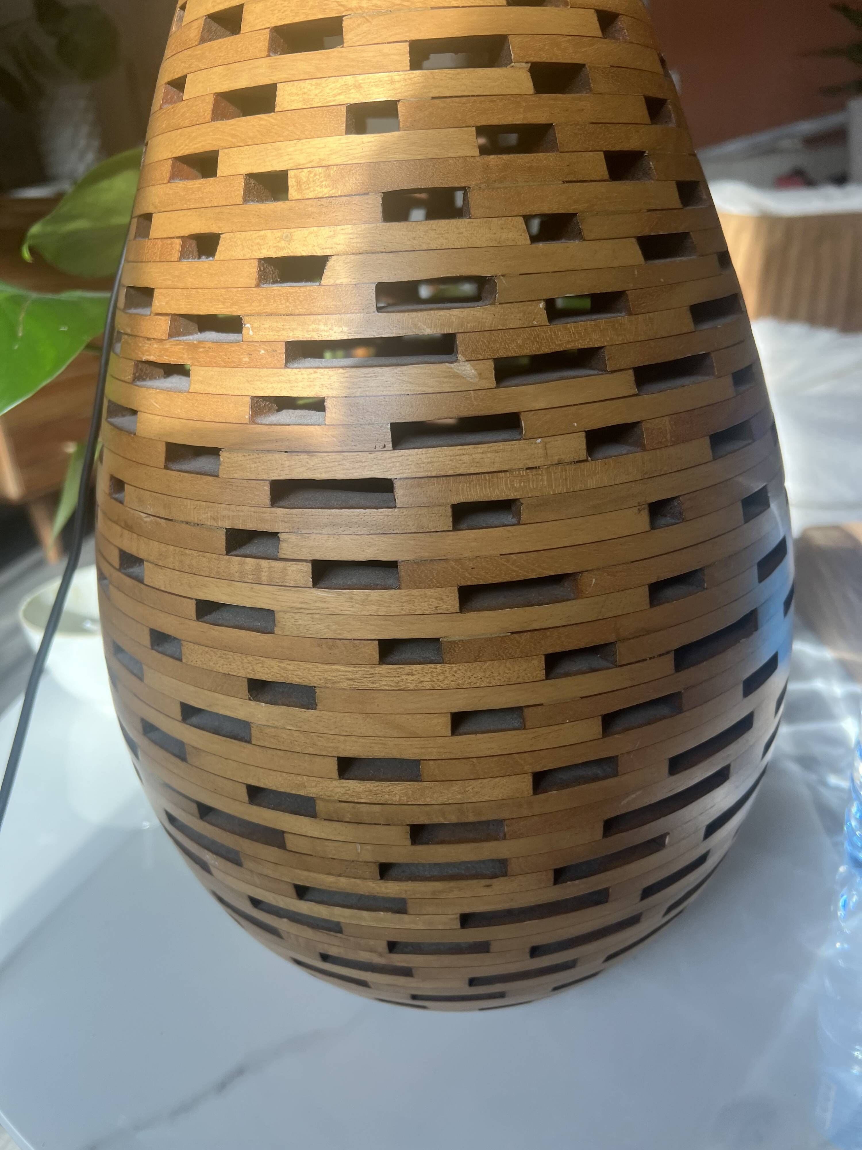 Large wooden honeycomb floor lamp