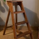 Solid wood stepladder with 4 levels, 20th century, mortise-tenon mountings