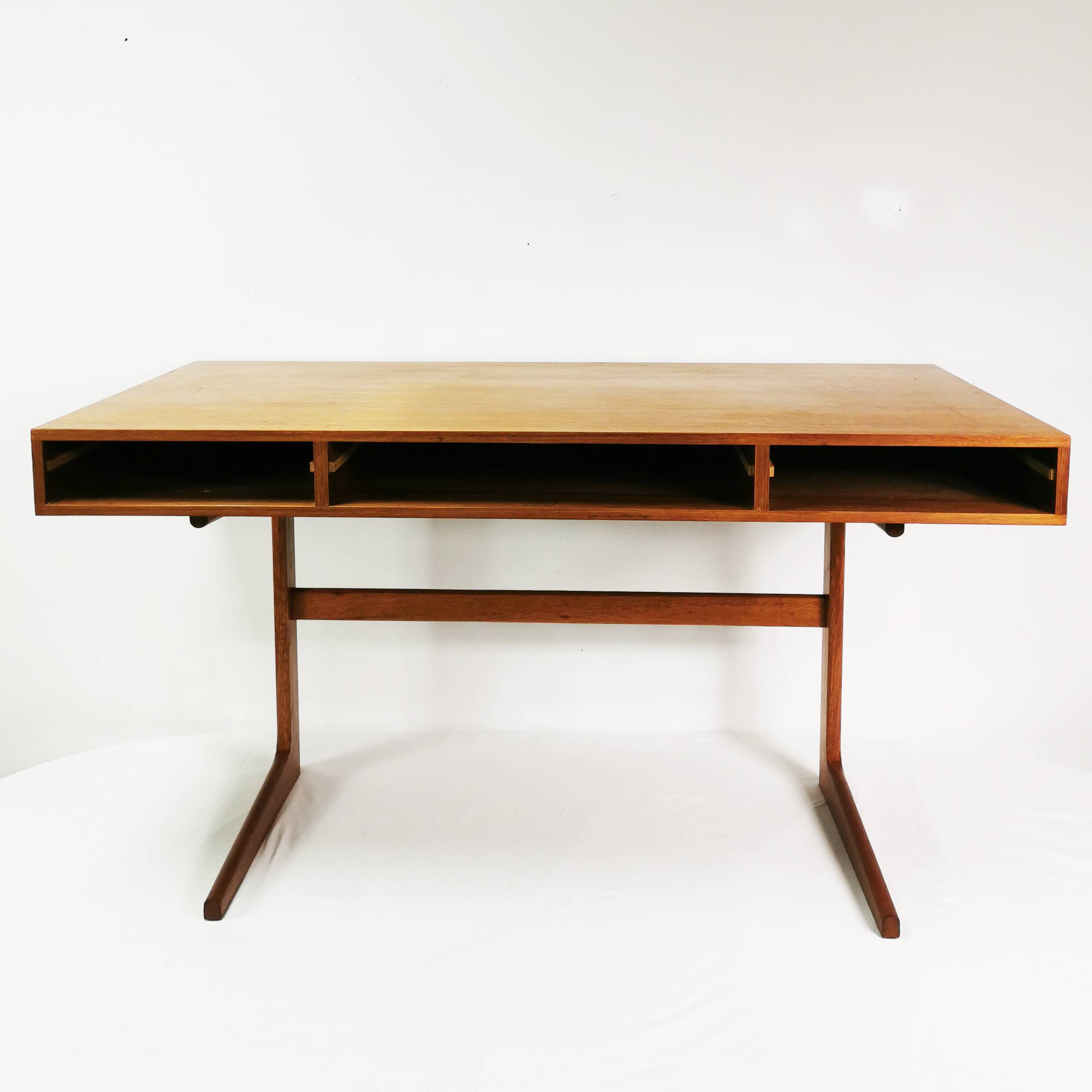 Modernist teak desk, designed by Gorg Petersen, Denmark, 1960s
