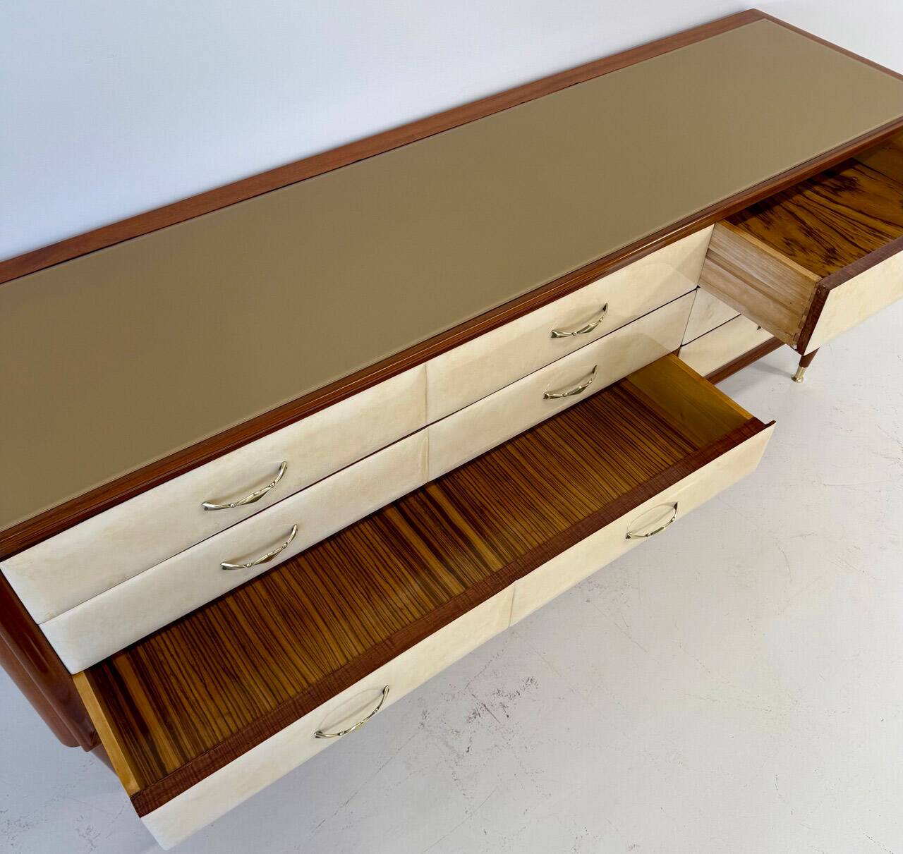 1950s Italian Chest of Drawers in Parchment, Attributed to Paolo Buffa