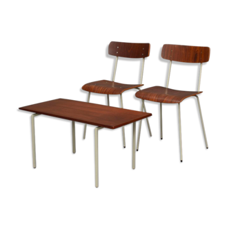 Chaises et table de chambre en teck d'Auping années 50