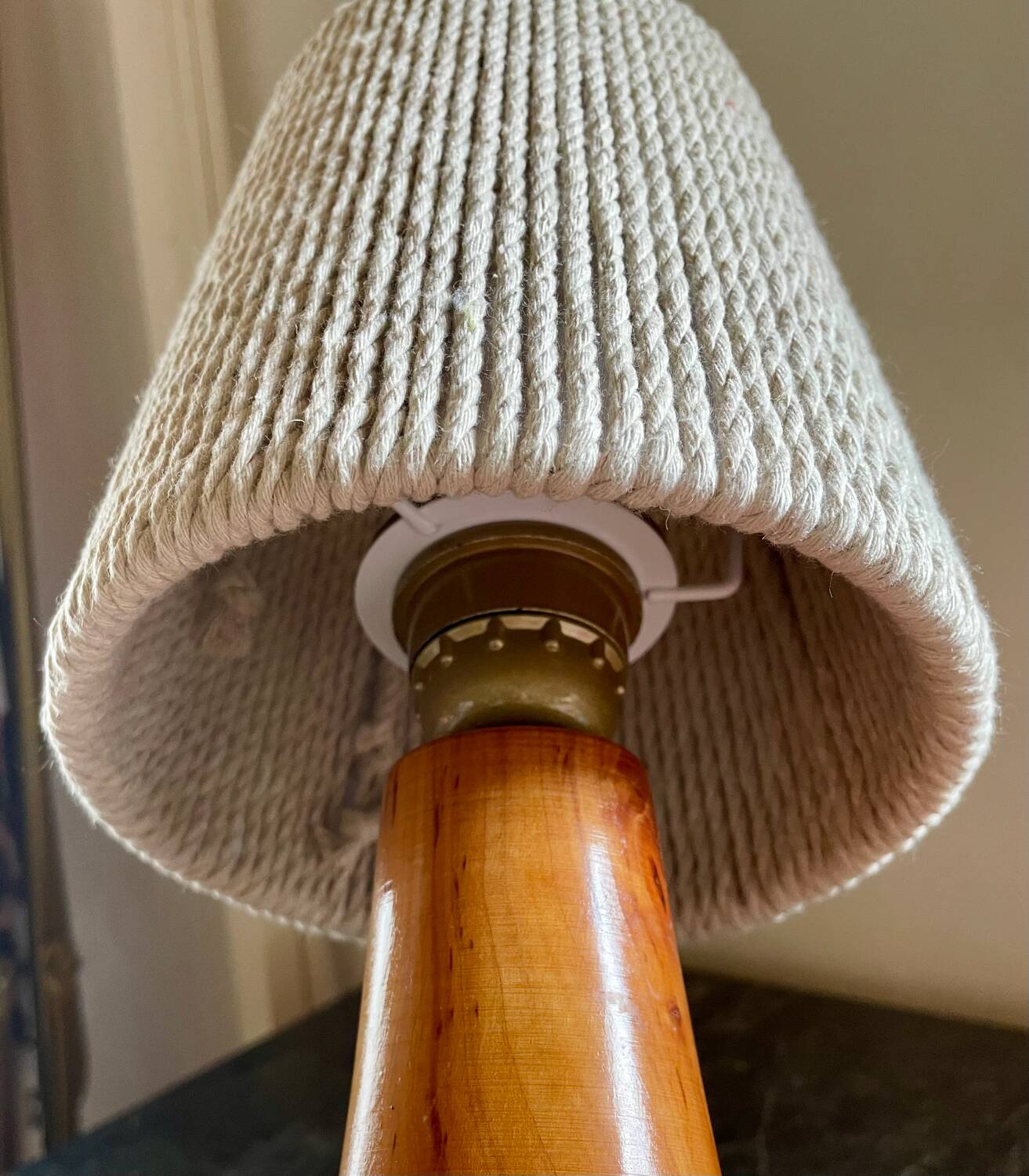 Vintage wood and cotton lamp