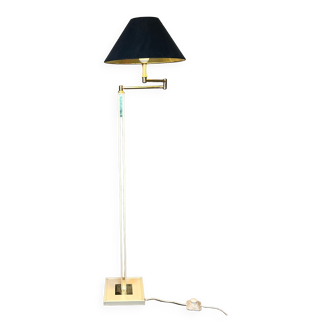 Lampe sur pied en métal et laiton années 70