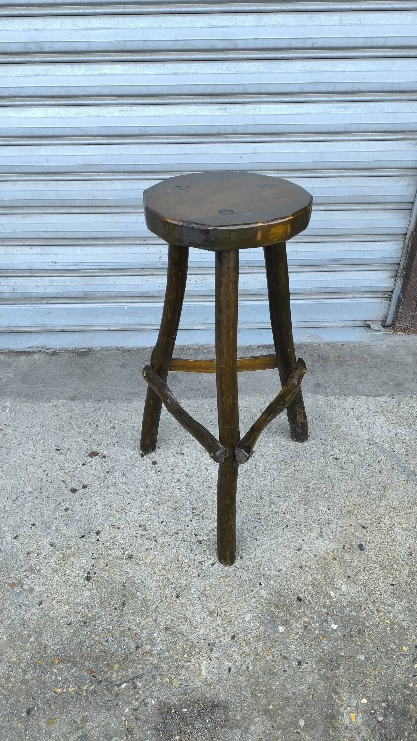 Sellette brutaliste en orme 1960