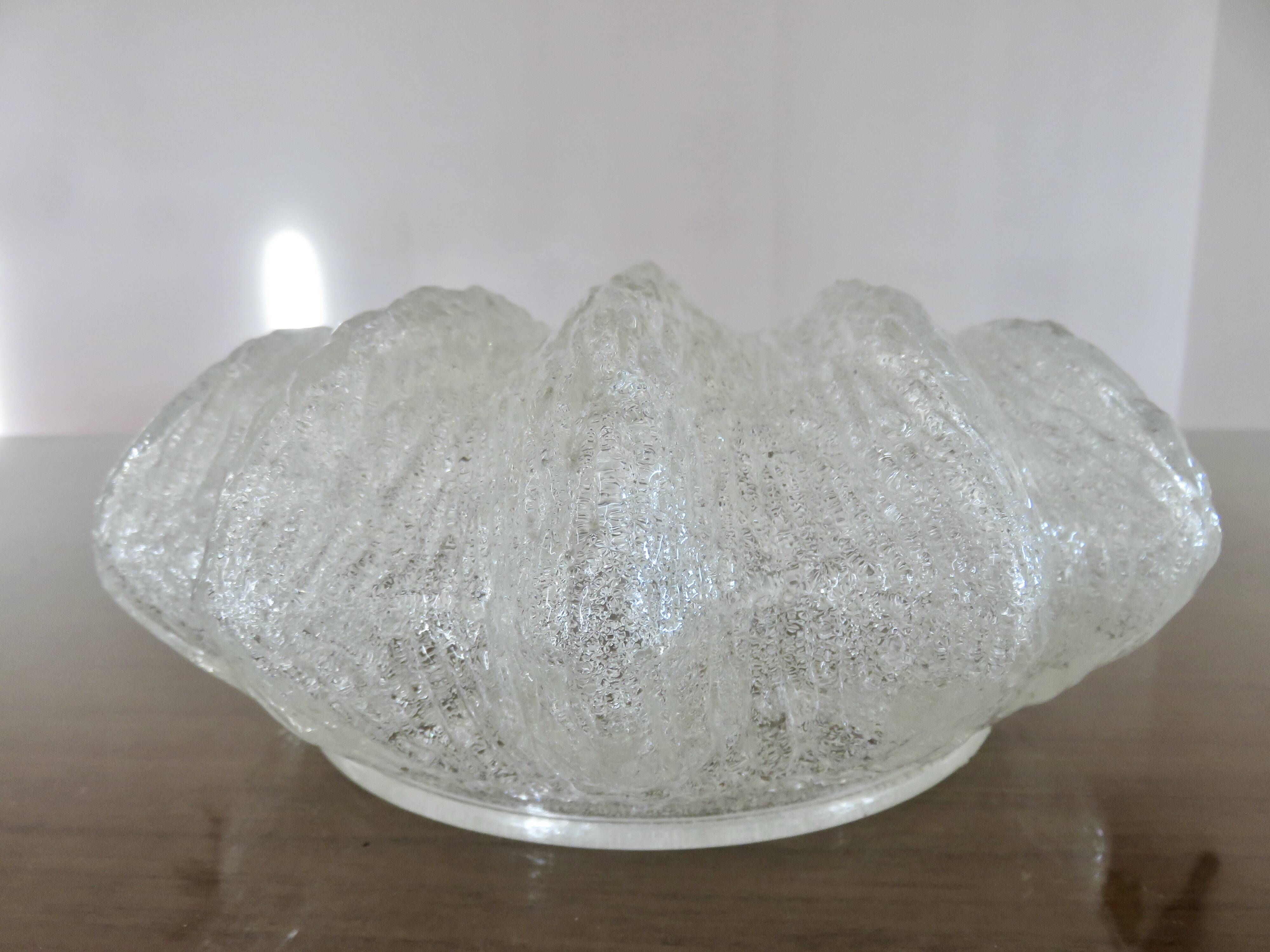 Austrian "ice glass" ceiling lamp by JT Kalmar 1970