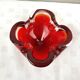 Cendrier vintage en verre massif rouge style Murano