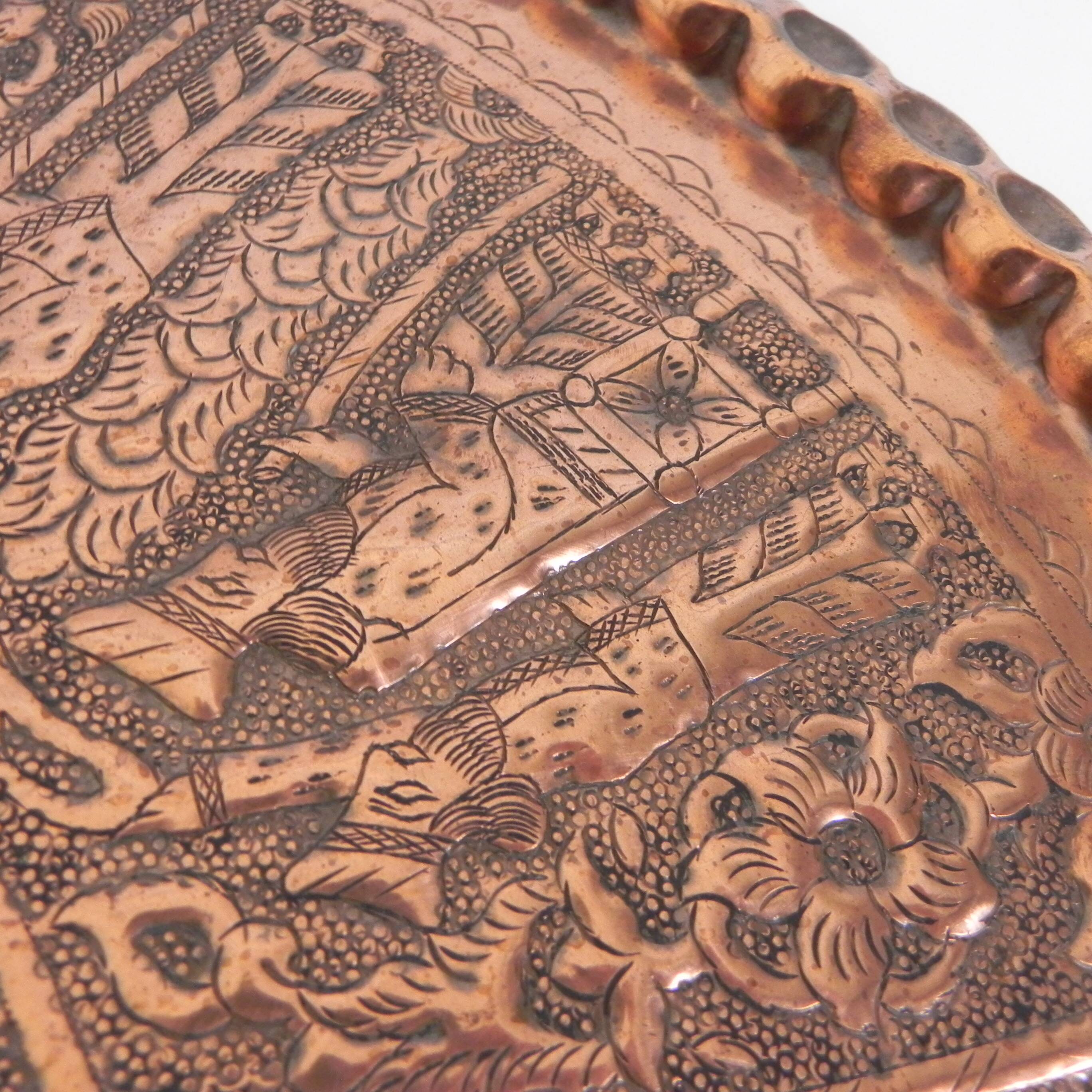 Copper tray, diameter 63.5 cm