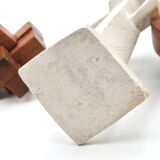 Moroccan candle holder in carved white beige stone, 1970s.