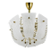 J.T. Kalmar Petite curved suspension basket, brass and glass, Austria, 1950s