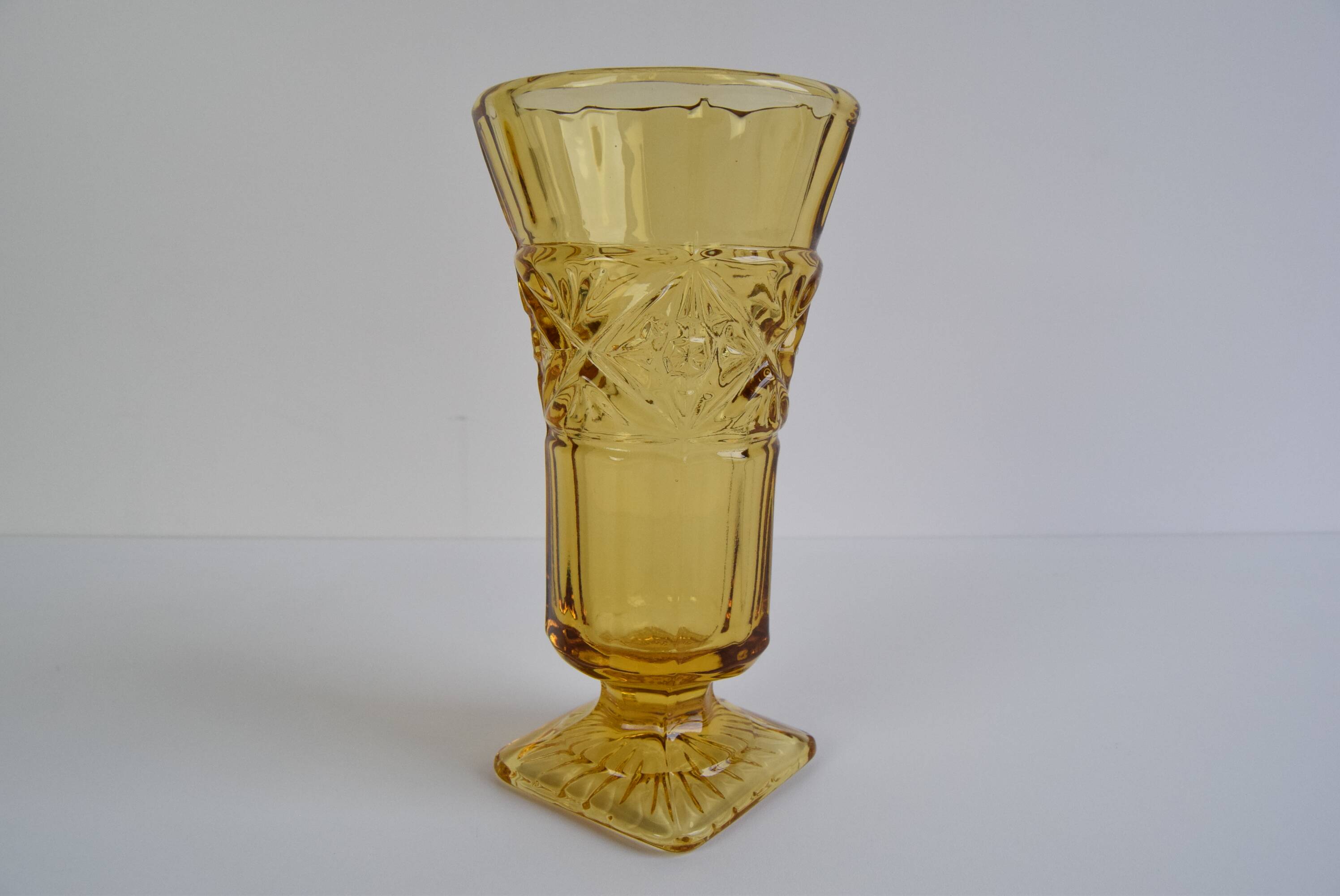 Art Deco Amber Glass Vase, 1940's.