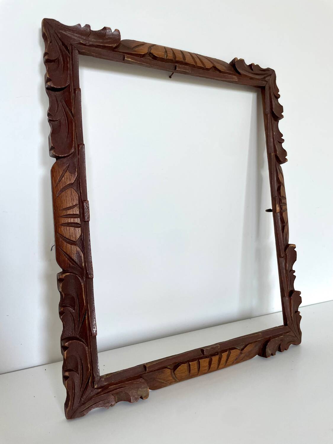 Antique handcarved frame Cedarwood 29.5 cm x 24 cm