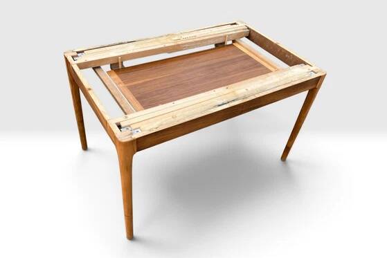 Extendable vintage Lübke table with 4 Lübke teak chairs