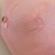 Art Deco ceiling lamp in pink pressed molded glass -