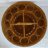 Old bottles and glasses holder wicker vintage aperitif