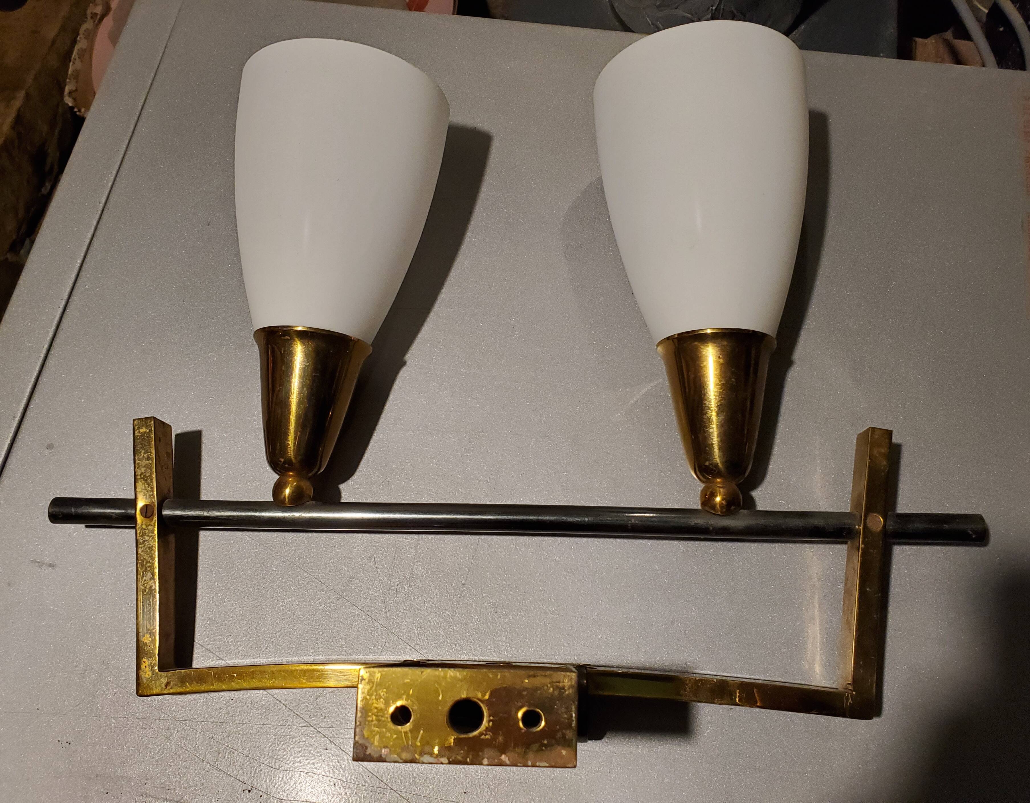 Brass and art deco opaline