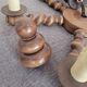 6-branched wooden chandelier from the 60s