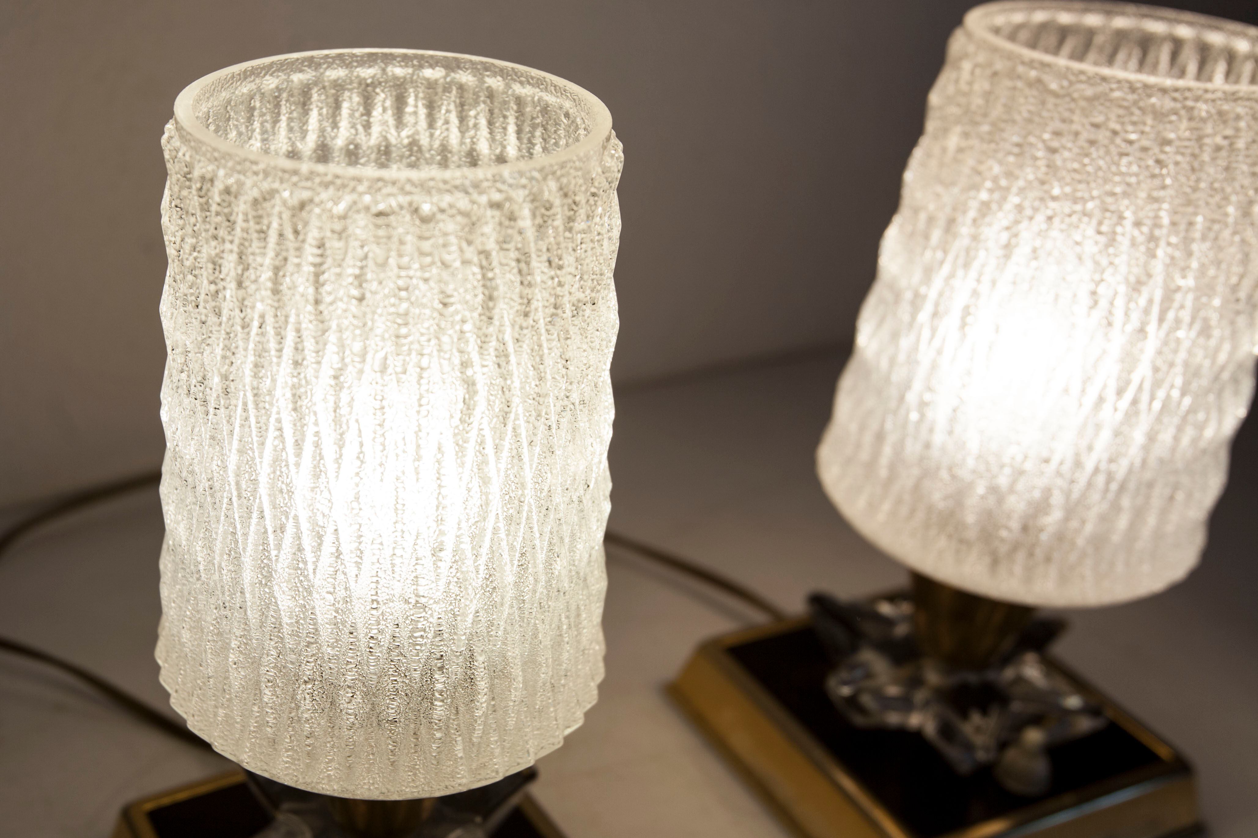 Paire de lampes de chevet 1960 laiton verre etoile