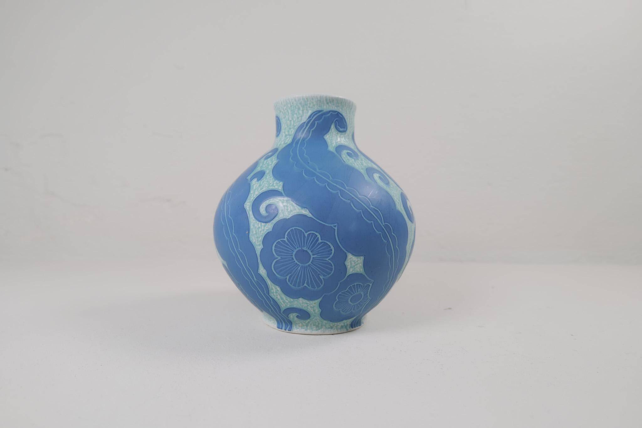 Art Deco Vase Grand Gustavsberg Sgraffito Josef Ekberg, Sweden, 1922