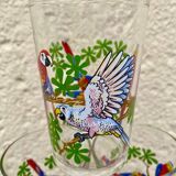 Six vintage parakeet glasses
